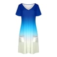 thumbnail image 3 of Liquidation d'Été 2025! Robe Grande Taille pour Femmes, Liquidation de Robe d'Été pour Femmes, Mode Féminine Robe Décontractée à Manches Courtes Dégradées Col en V, 3 of 4