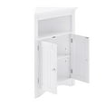 thumbnail image 3 of Corner Storage Cabinet, Small Corner Cabinet with Barn Door and Adjustable Shelf,  Freestanding Hutch Cupboard with Open Shelf for Bathroom, Kitchen, Living Room, White, 3 of 6