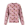 thumbnail image 4 of WTOBBY Women's Christmas Print Knit Cardigan, Long Sleeve Pullover with Festive Designs, Cozy for Holiday Parties and Winter Wear,Pink M, 4 of 6