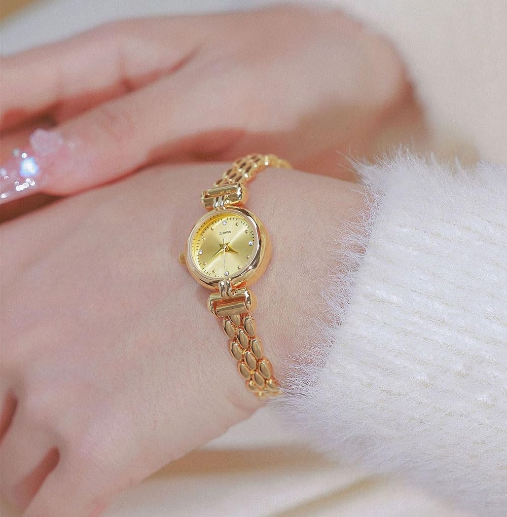Petite Womens Round Simple Wrist Watch Fashion Dress Diamond Female Watches for Ladies Analog Quartz Stainless Steel Waterproof Watch