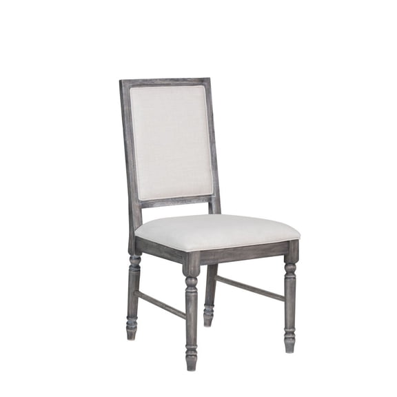 Leventis Cream Linen & Weathered Gray Finish Side Chair (Set of 2)