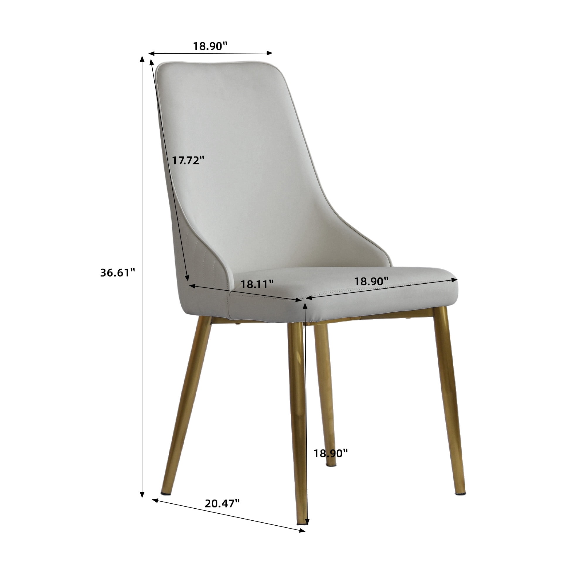 bokifol Modern Faux Leather Dining Chair Set of 2, Gray Upholstered Chairs for Living Room Reception Room