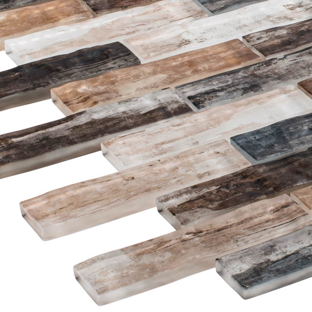 Giovan Desmond Brown 1-in. x 4-in. Brick Joint Matte Glass Mosaic Wall and Floor Tile