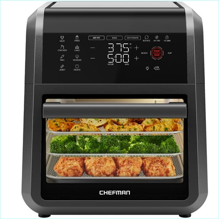 Chefman 6-in-1 Multifunctional Air Fryer Oven w/ 12 Qt Capacity  Digital Touchscreen - Black  New