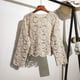 thumbnail image 2 of Cárdigan de algodón con cuello redondo para mujer, chal pequeño de encaje, manga larga, sólido, informal, versátil, hueco, primavera y verano, 2023, 2 of 4