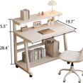 thumbnail image 4 of HDOFM 31.5 Inch Small Computer Desk for Small Space, Rolling Office Desk with Monitor Stand, Student Study Writing Desk for Bedroom, 4 of 6