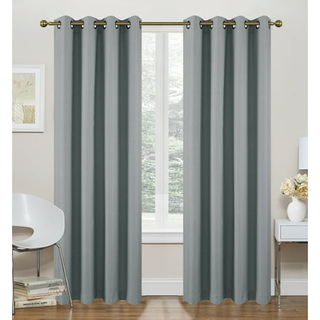 Ruthy’s Textile Grey Thermal Lined Curtains - 2 x 52” x 84” Panels, Grommet Top - Foamback, Energy Efficient, Noise Reducing, Room Darkening Solid Drapes – for Bedrooms and Living