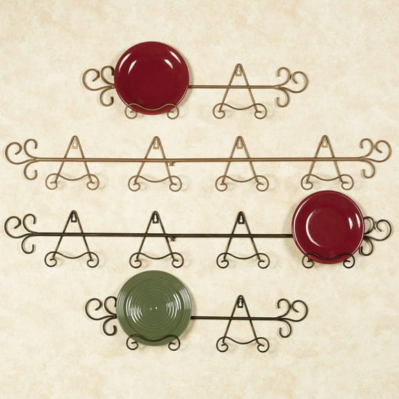 Touch of Class Galla Petite Plate Rack - Satin Gold - Metal Hanging Display, Collector Holder - Decorative Vintage Holders for Wall - 2 Plates - 24 Inches Wide