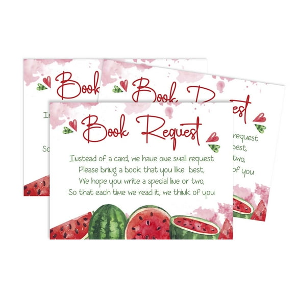 Inkdotpot 30Gender Neutral Watermelon Baby Shower Book Request Cards Bring A Book Instead Of A Card Baby Shower Invitations Inserts Games
