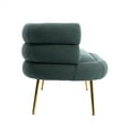 thumbnail image 4 of Accent Chair, Modern Fabric Upholstered Tufted Armchair with Curved Back and Golden Metal Legs, Elegant Swan Leisure Sofa Chairs Vanity Chair, Living Room Sofa for Bedroom Office, Emerald, 4 of 7