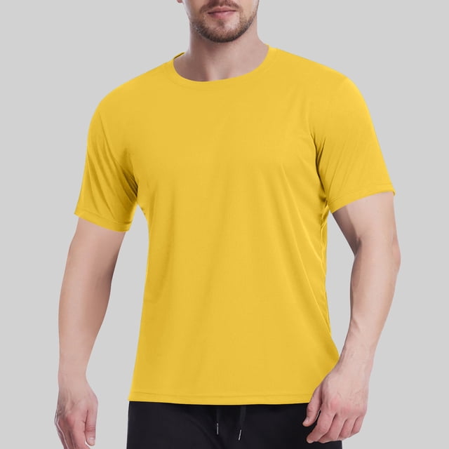 breaise T-Shirt à Manches Courtes pour Homme, Séchage Rapide, Haut de Course Athlétique, Tee à Col Rond, T-Shirt de Gym, Tee Basique Uni, Or, m, Liquidation