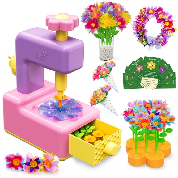 Kiditos Flower Maker Toy for Kids, DIY Flower Bouquet Craft Kit, Build Your Own Flower Bouquet, Flower Craft Kit for Girls, Arts and Crafts Gift for Girls Age 3