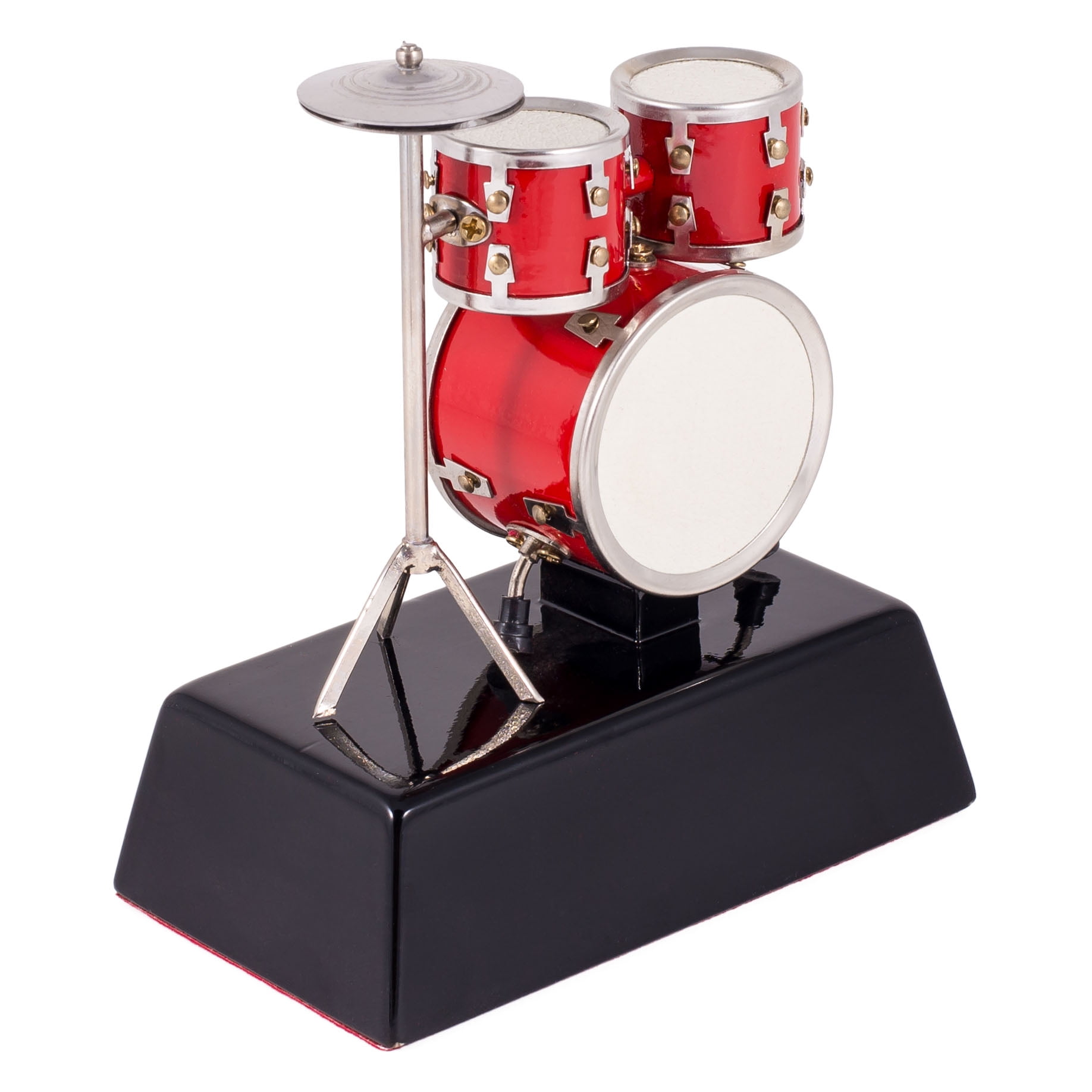 Red Drum Set Music Instrument Miniature Replica on Stand Size 3 in.