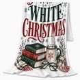 thumbnail image 2 of Booked For A White Christmas Books Cocoa And Glasses Cozy Holiday Typography Flannel Blanket For Book Lovers, Soft Warm Home Decor For Bedroom Living Room Christmas Gift, 2 of 9