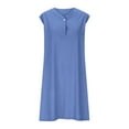 thumbnail image 4 of Efsteb Summer Dresses for Women Beach A Line Dress Casual Sleeveless V-Neck Tank Dress Solid Color Sundress with Pockets (Blue,M), 4 of 6