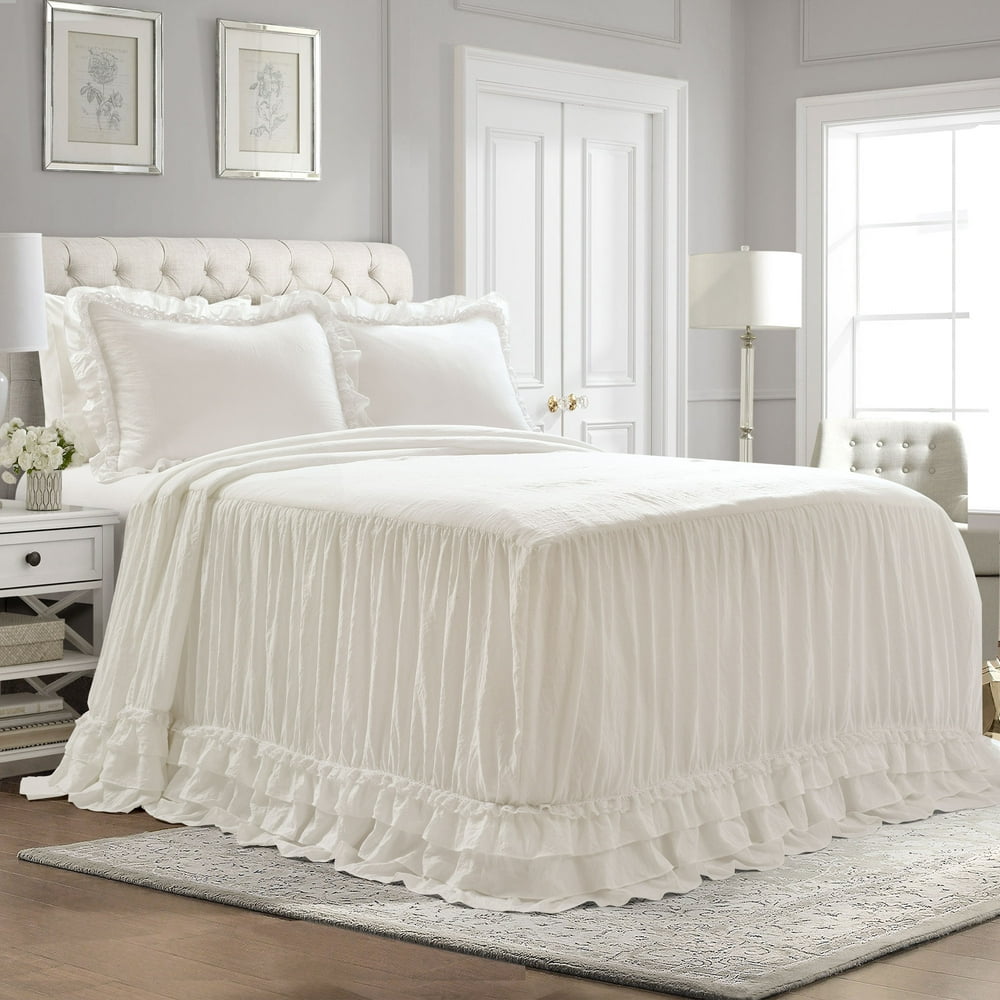Ella Shabby Chic Ruffle Lace 3Pc Bedspread Set