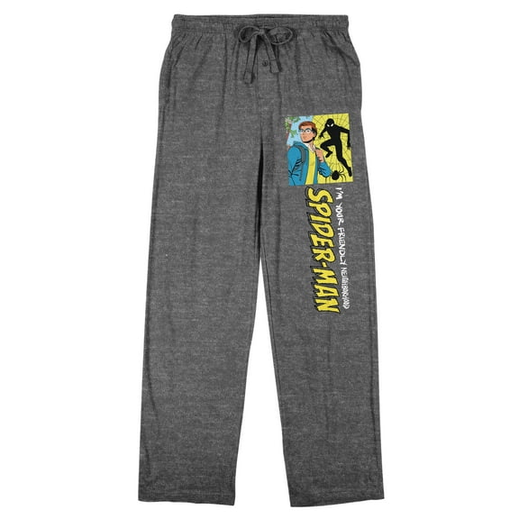 Your Friendly Neighborhood Spider-Man (Disney ) Men's Heather Gray Sleep Pajama Pants - Medium