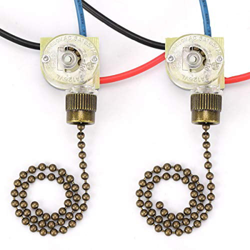 3 Way Fan Light Switch with Brass Pull Chain Pack of 1 set 