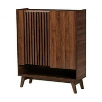 Baxton Studio Paricia 7-Shelf Wood Shoe Cabinet in Walnut Brown