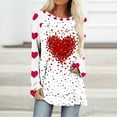 thumbnail image 1 of Aqestyerly T-Shirt à Manches Longues Décontracté pour Femmes, Imprimé Amour, Col Rond, Ample, 1 of 4