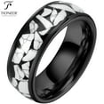 thumbnail image 2 of Tungsten Carbide 8mm Wedding Band in Black or Gold w/ White Turquoise Ceramic Fragments w/ Free Engraving Options, 2 of 5