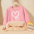 thumbnail image 3 of Kiijoy Girls Sherpa Sweatshirt Hearts Print Cozy Thermal Crew Neck Pullover Top, 3 of 3