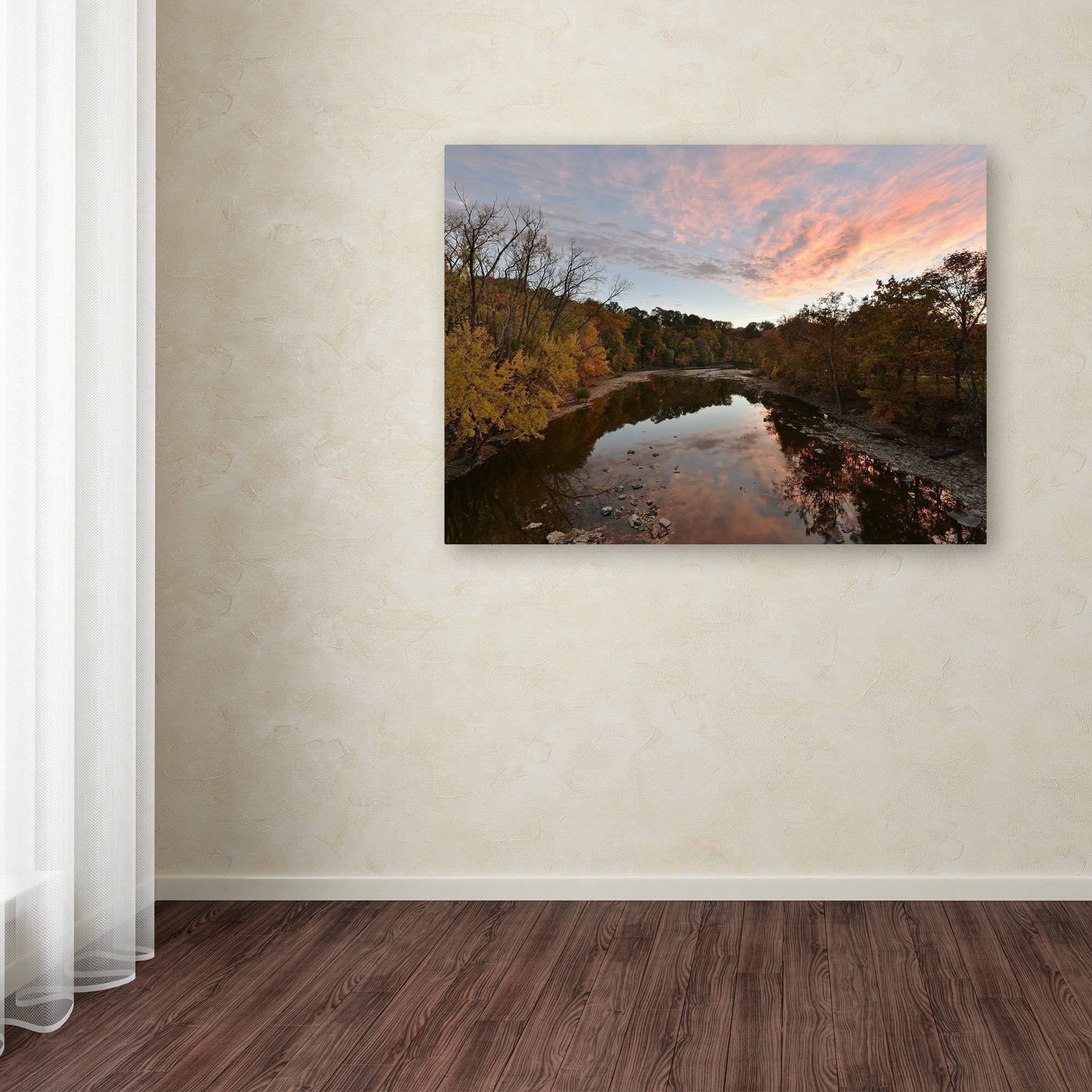 Trademark Fine Art "Rocky River Autumn Sunset" Canvas Art by Kurt Shaffer