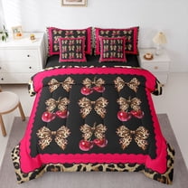 Feelyou Fashion Bowknot Twin Bedding Sets 7pcs, Cheetah Leopard Print Comforter Set