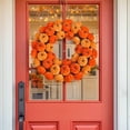 thumbnail image 3 of Fall Wreaths for Front Door, 15.7 inchs Autumn Wreath with Hangers Pumpkin Autumn Harvest Wreath Fall Decorations for Home Ideal Thanksgiving Wall Window Party Decor Indoor Outdoor（Orange）, 3 of 5