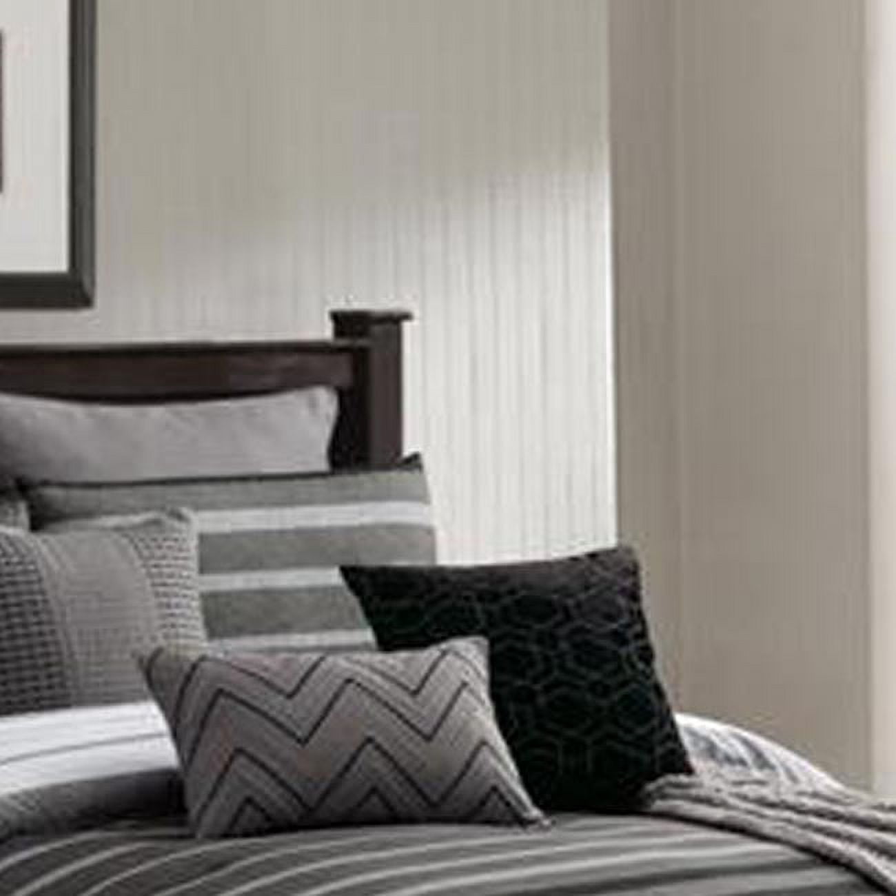 Riverbrook Home 10 PC Comforter Set, Queen, Black/Grey, Barkley, Striped, Polyfil Filling, Adult
