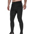 thumbnail image 2 of SGFCWSX Men's Solid Color Jogger Pants with Zipper Fly Drawstring Elastic Waist Slim Fit Cuffed Casual Athletic Trousers Black Size M, 2 of 5