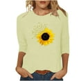 thumbnail image 1 of CEHVOM T-shirt Imprimé Mode pour Femmes Manches 3/4 Mi-Longues Blouse Col Rond Tops Décontractés Liquidation, 1 of 4