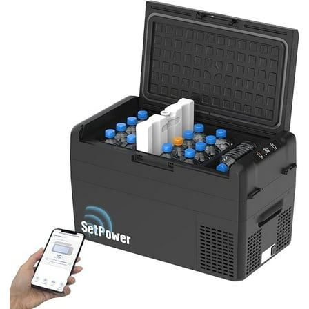 Setpower RF25 12V Refrigerator 27 Quart Portable Electric Cooler for Vehicles Car Freezer With 12/24V DC Car Refrigerator 12V Portable Fridge for Car Camping Truck Van RV SUV Road Trip Travel