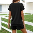 thumbnail image 5 of Purcolt 2 Piece Set for Women Summer Casual Short Sleeve V Neck Tops and Shorts Sweatsuit Comfortable Lounge Sets Beach Vacation Outfits, 5 of 7