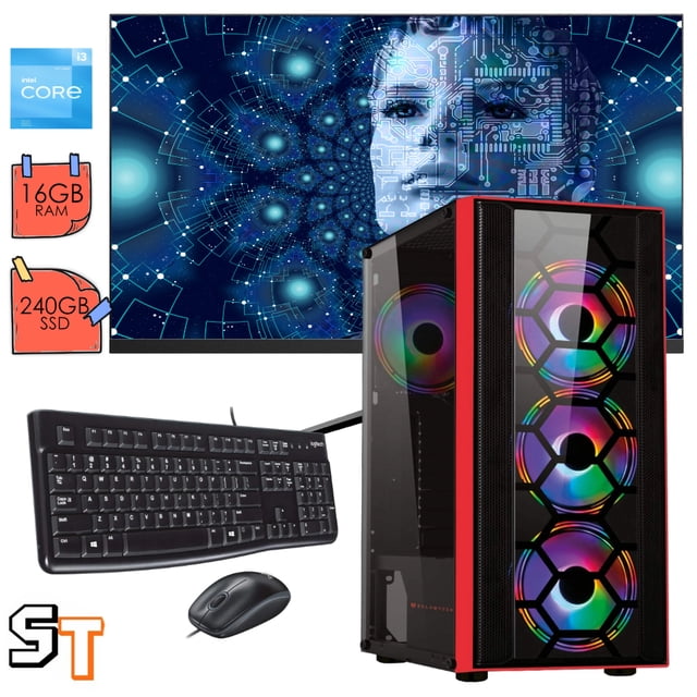 PC gamer i3 12100 Super Tienda RAM 16GB SSD 240GB 500W 80+ monitor 21.5"