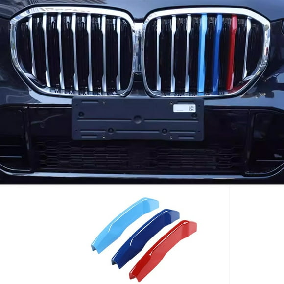 Icónicas Tiras de Relleno de Rejilla Triple para BMW X Series X5 G05 2019-2022, Cubierta Decorativa de Rejilla Delantera de Tres Colores M, 3 Pzas