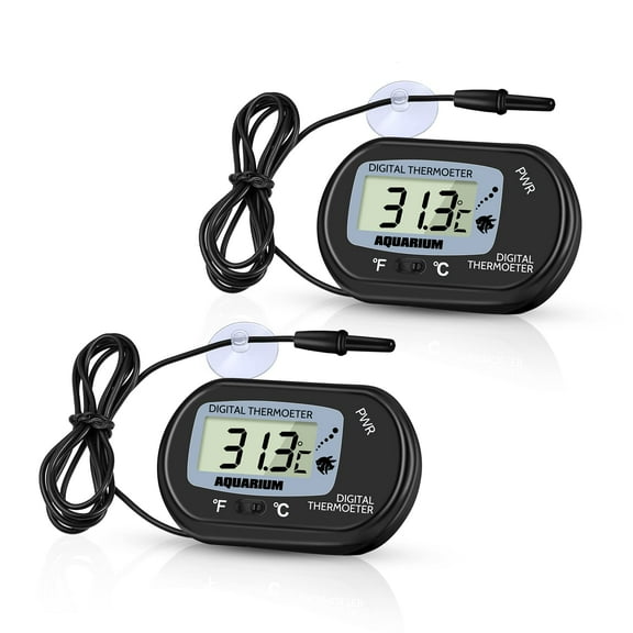 Petbank 2 Pack Aquarium Thermometer, Reptile Thermometer,Fish Tank Thermometer, Digital Thermometer, Terrarium Water Temperature Test with Large LCD Display, Black