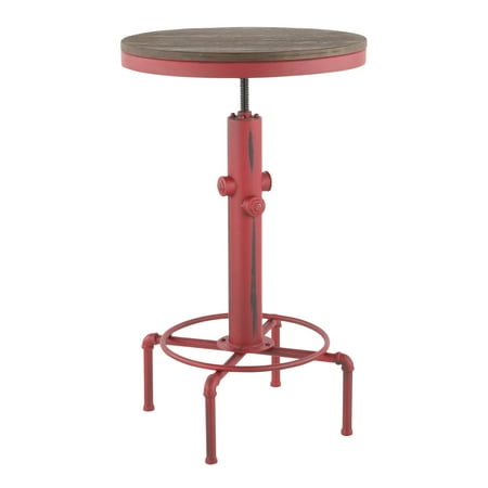 Black Industrial Full Grain Hydra Industrial Bar Table in Vintage Red Metal and Brown Wood-Pressed Grain Bamboo by LumiSource ()