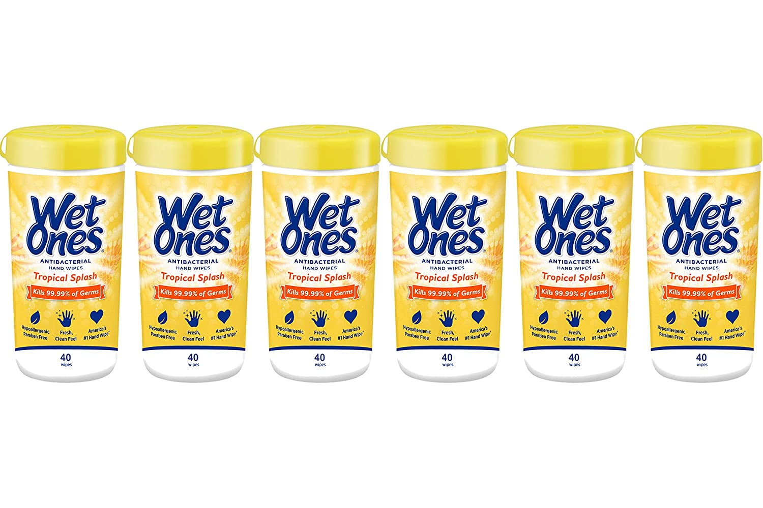 Wet Ones Antibacterial Hand Wipes, Tropical Splash Scent, Canister, 40