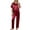 Wine Red, variant on DAKIMOE Womens Silk Satin Pajama Set Short Sleeve Shirt with Long Pajamas Pant Set Two-piece Pj Sets Soft Sleepwear Loungewear Nightwear Pjs S-2XL, Pink, S