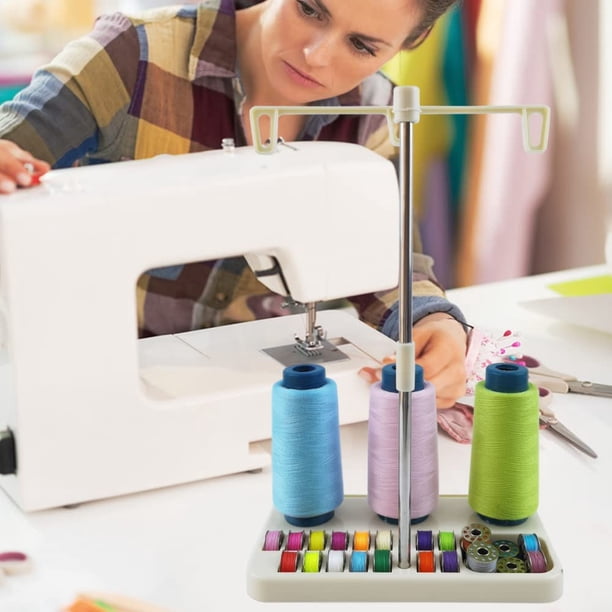 Soporte De Hilo Para Máquina De Coser De 3 Carretes | Portahilos Vertical Con Almacenamiento | Acero Inoxidable Y Plástico | Organizador Para Bordado Doméstico