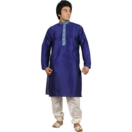 

Royal Kurta Mens Silk Blend Embroidered Kurta Pyjama (42 Royal Blue)