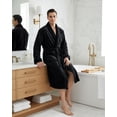 thumbnail image 3 of Albornoz de spa de lujo para hombre de NY Threads, de polar, con cuello chal, talla grande/extra grande, color negro, 3 of 7