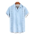 thumbnail image 4 of Nmnitkp Men's Short Sleeve Button Down Shirt, Ethnic Geometric Print Casual Collared Top, Lightweight Summer Relaxed Fit Vacation Shirt for Men Light Blue,L, 4 of 6