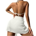 thumbnail image 3 of REORIAFEE Women's 3 Pieces Swimsuit Tropical Bikini Swimwears Cute Bathing Suits Split Bikini Three Piece Swimsuit White M, 3 of 6