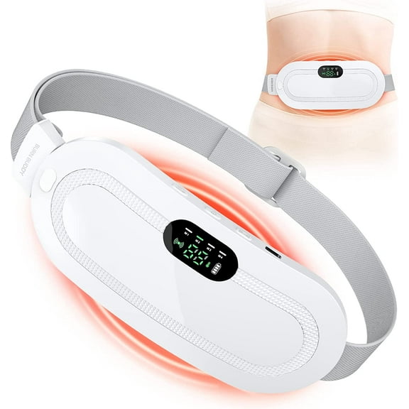 Heating Pad for Menstrual Cramps Relief, Portable Cordless Heating Pad for Stomach, 3-Speed Temperature Adjustment and 4-Speed Massage Modes, Back and Belly Heating Pad for Women (White)