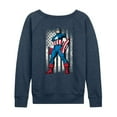 thumbnail image 2 of Marvel Captain America - Retro Distressed Flag - Women's French Terry Pullover Long Sleeve Shirt, 2 of 5