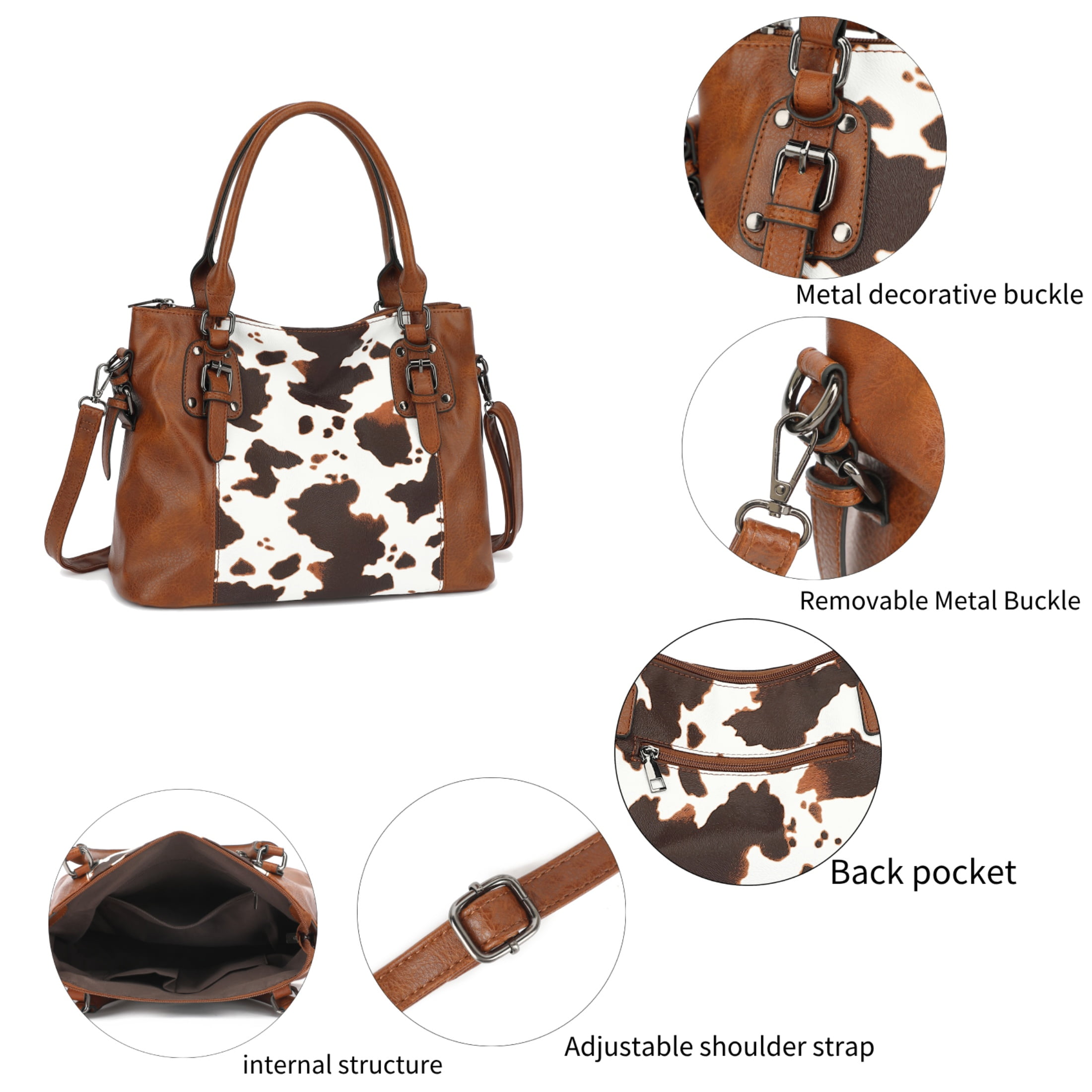 Handbags Bags for Women Pu Leather Tote Purse Crossbody Bag with Pockets Top Handle Shoulder Satchel Bags for Ladies 2PC