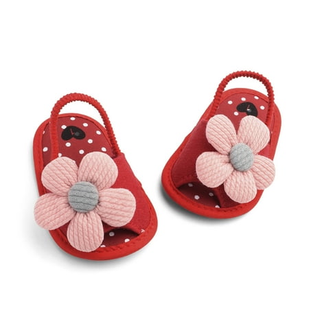 

LYCAQL Toddler Shoes Sun Toddler Children s Sole Flower Shoes Baby Soft Sandals Leisure Baby Baby Shoes Little Boys Slip on (Red 0-6 Months)