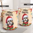 thumbnail image 2 of Merry Christmas Santa Shih Tzu Scarf Twinkling Lights Xmas Holiday Foldable Laundry Basket Lion Dog Lover Gifts Organizer Storage with Handles - 00022, 2 of 5
